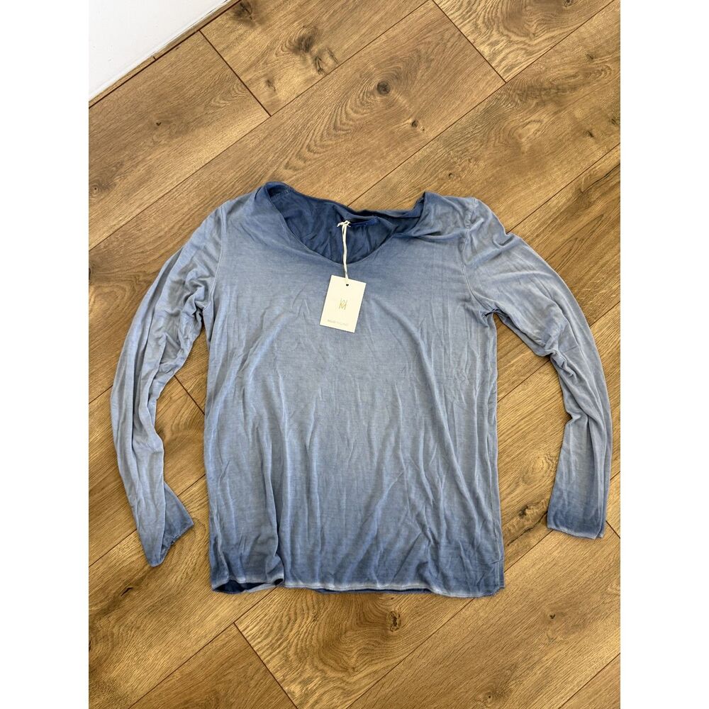 MILIO MILANO XL NWT ombre blue long sleeved viscose Italian shirt top basic